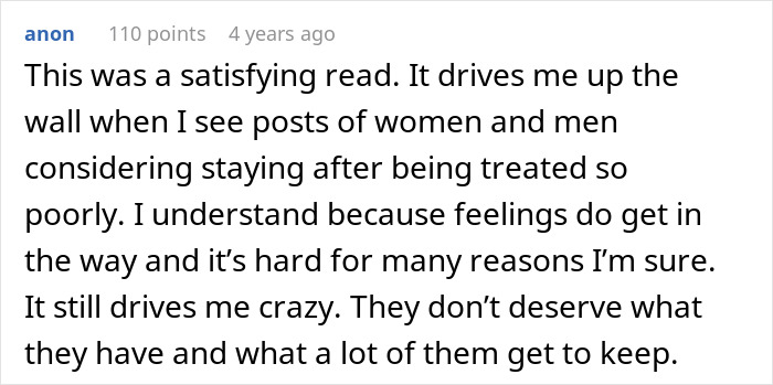 Image showing a comment about relationships and staying after poor treatment, linked to a catfishing story. Image showing a comment about relationships and staying after poor treatment, linked to a catfishing story.