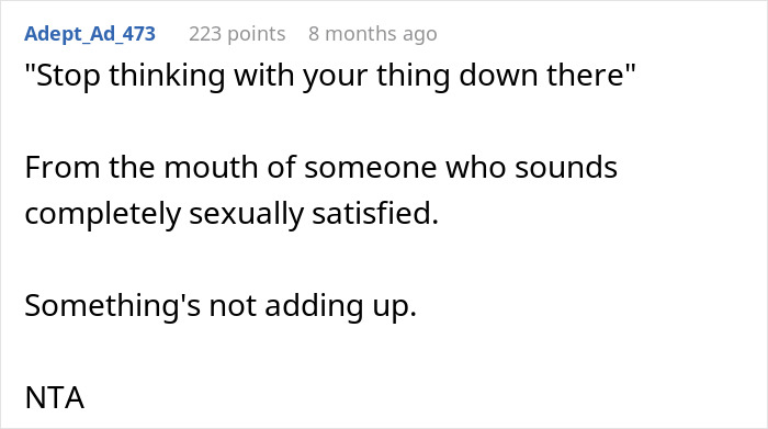 Text critique on relationship issues, referencing dead bedroom frustrations.