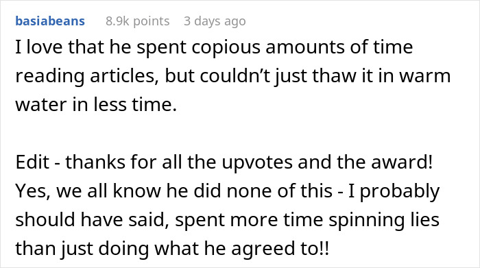 Reddit comment discussing dad microwaving breast milk, humorously noting time spent reading articles instead.