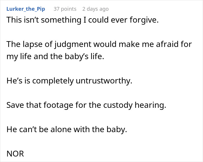 Text exchange discussing husband's prank risking wife's life, causing fear and mistrust.