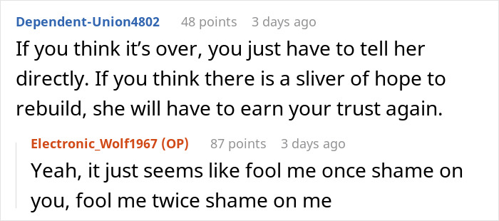 Reddit comments discussing trust issues after a friend returns with unexpected pregnancy news.