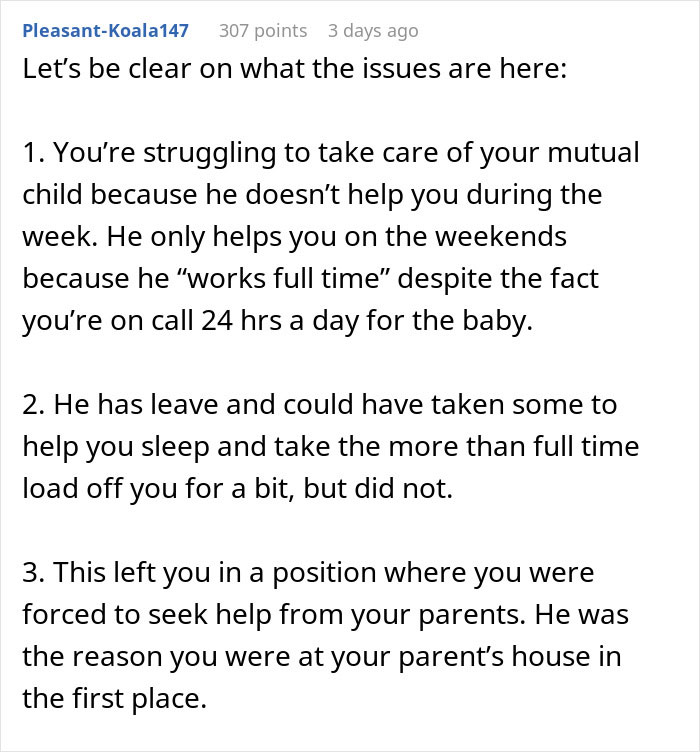 Text conversation about dad not helping a partner with their newborn battling pneumonia.