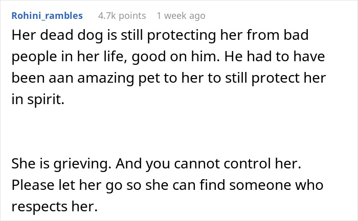 Comments on grief over a dog's ashes and relationship respect. Comments on grief over a dog's ashes and relationship respect.