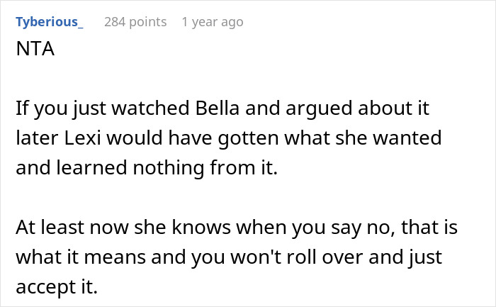 Comment about a woman's decision related to her brother's girlfriend leaving her child without permission. Comment about a woman's decision related to her brother's girlfriend leaving her child without permission.