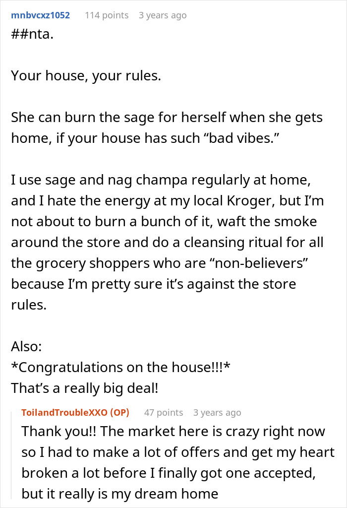 Text conversation about house rules and cleansing rituals with sage and nag champa. Text conversation about house rules and cleansing rituals with sage and nag champa.