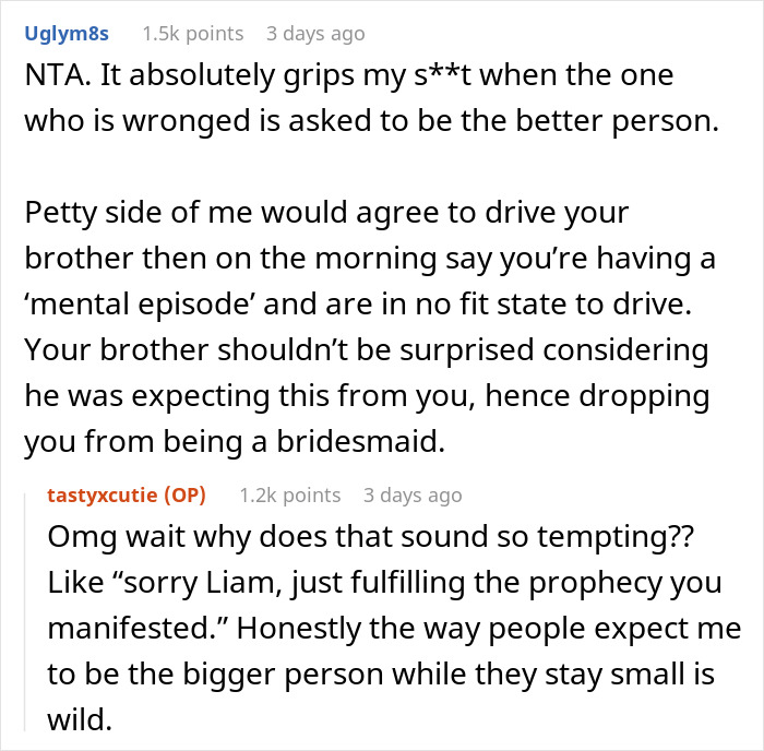 Brother Removes Sister From Wedding Party, Family Justifies It As Being "For Her Own Good"