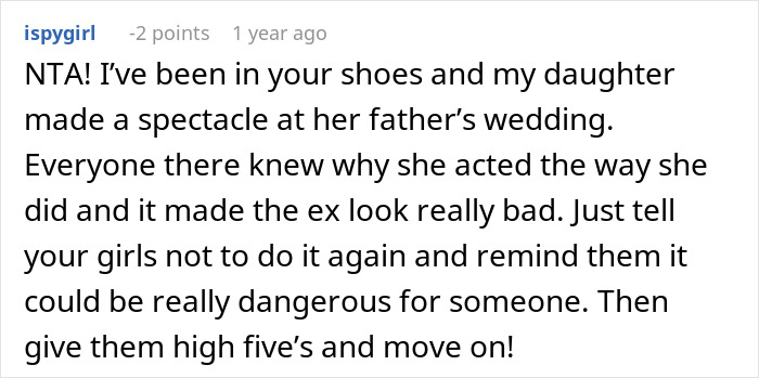 Reddit comment about kids causing chaos at a dad&rsquo;s wedding, creating a spectacle.