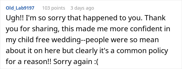 Comment discussing a child's impact on wedding plans and guest book. Comment discussing a child's impact on wedding plans and guest book.