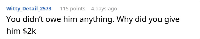 Reddit comment questioning decision to give $2K from a cruise jackpot to an entitled man. Reddit comment questioning decision to give $2K from a cruise jackpot to an entitled man.