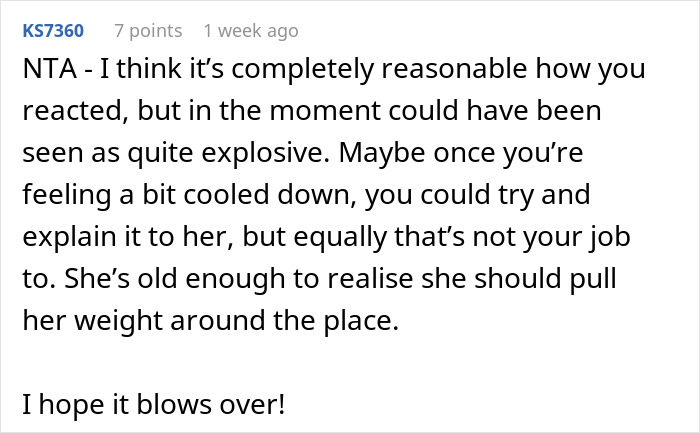 Text comment about a best friend's challenging living situation and personal responsibility.