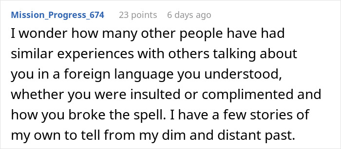 Text exchange about hospital roommate experience with foreign language communication.