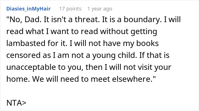 Stepmom Tries To Censor What 16YO Reads, He Decides Not To Visit His Dad Anymore