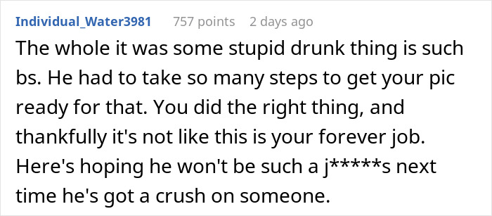 Comment discussing internet trend causing discomfort with a coworker's photo.