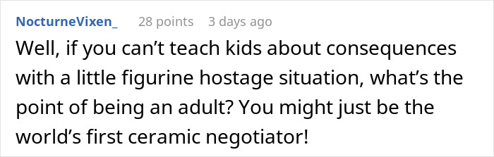 Comment about aunt flipping the script on sticky-fingers niece by keeping her toys until stolen trinkets are returned.