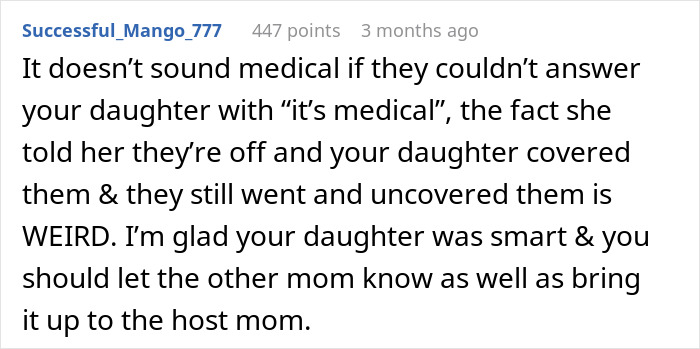 Comment discussing a daughter's experience with a camera found during a sleepover, emphasizing parental concerns. Comment discussing a daughter's experience with a camera found during a sleepover, emphasizing parental concerns.