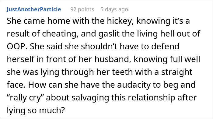 Text discussion about husband questioning wife's hickey explanation after work retreat, doubting bug bite claim.