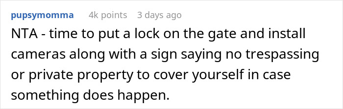 Comment advises locking gate and installing cameras to avoid uninvited neighbors at the pool.