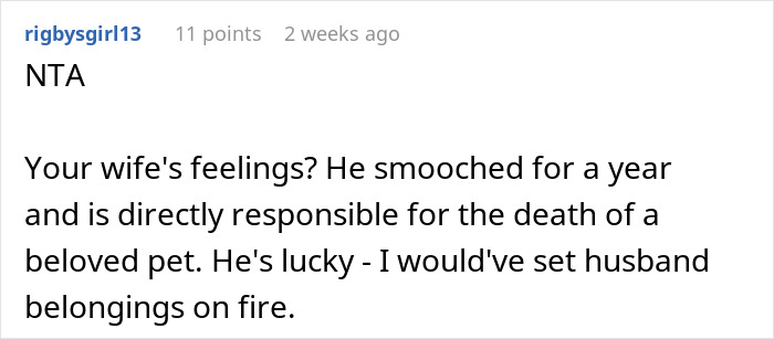Reddit comment criticizing a mooching brother-in-law for staying a year and causing problems.