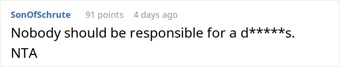 Reddit comment addressing fairness in reimbursement with acronym NTA. Reddit comment addressing fairness in reimbursement with acronym NTA.