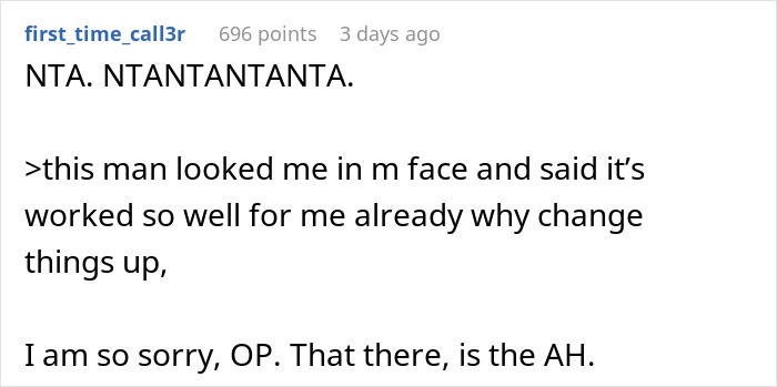 Comment discussing relationship issue and sterilization against partner&rsquo;s wishes on social platform.