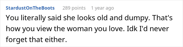 Comment about calling girlfriend "boring, old, and dumpy," expressing disbelief and lingering feelings. Comment about calling girlfriend "boring, old, and dumpy," expressing disbelief and lingering feelings.