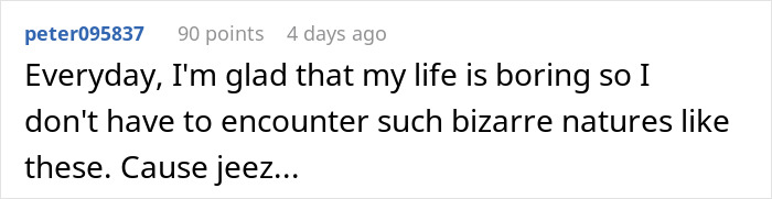 Comment expressing relief about not experiencing bizarre love story bets. Comment expressing relief about not experiencing bizarre love story bets.