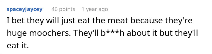 Comment about roommates eating stuffed cheese bread with meat, expressing frustration over food mooching. Comment about roommates eating stuffed cheese bread with meat, expressing frustration over food mooching.