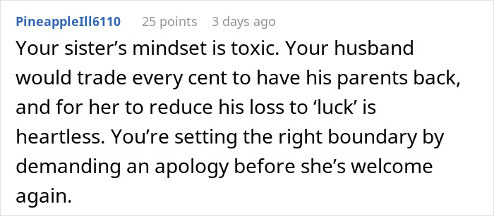 Reddit comment addressing a situation about toxic mindset and setting boundaries related to a rich husband. Reddit comment addressing a situation about toxic mindset and setting boundaries related to a rich husband.
