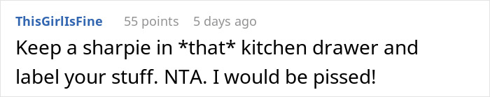Comment suggesting labeling lunches to avoid issues in the future. Comment suggesting labeling lunches to avoid issues in the future.