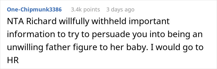 Reddit comment discussing refusal to date a pregnant woman and potential single mother.