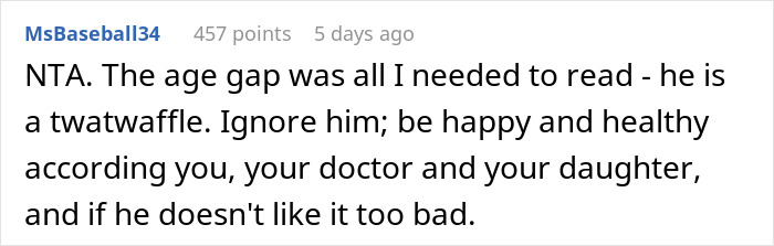 Comment on post-pregnancy gym demand, discussing age gap and personal health choices. Comment on post-pregnancy gym demand, discussing age gap and personal health choices.