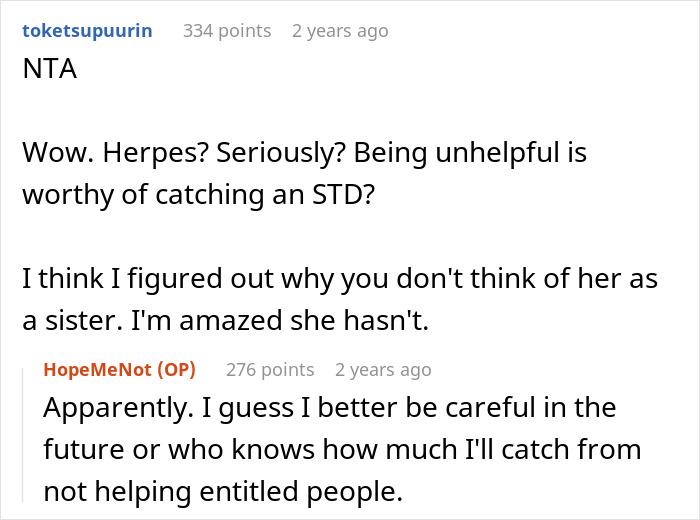 Reddit comments about a stepsister trying to force babysitting and STD accusation, highlighting family tension. Reddit comments about a stepsister trying to force babysitting and STD accusation, highlighting family tension.