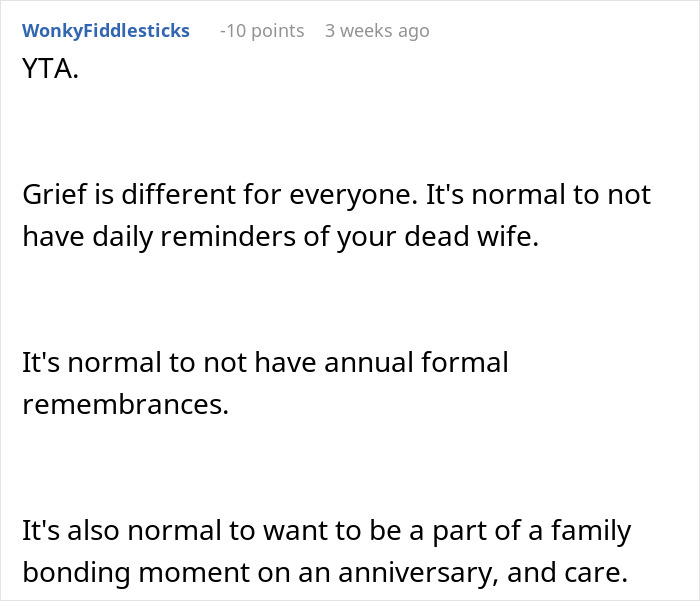 Text discussing grief and family dynamics on mom's passing anniversary. Text discussing grief and family dynamics on mom's passing anniversary.