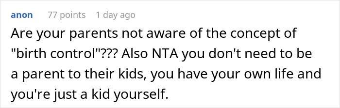 Comment discussing family responsibilities and personal life choices. Comment discussing family responsibilities and personal life choices.