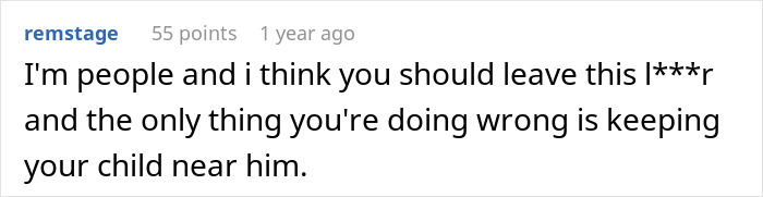 Reddit comment responding to a post about a husband giving an ultimatum to quit a job or face divorce.