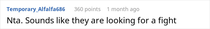 Reddit comment on breastfeeding son issue, stating: "Nta. Sounds like they are looking for a fight". Reddit comment on breastfeeding son issue, stating: "Nta. Sounds like they are looking for a fight".