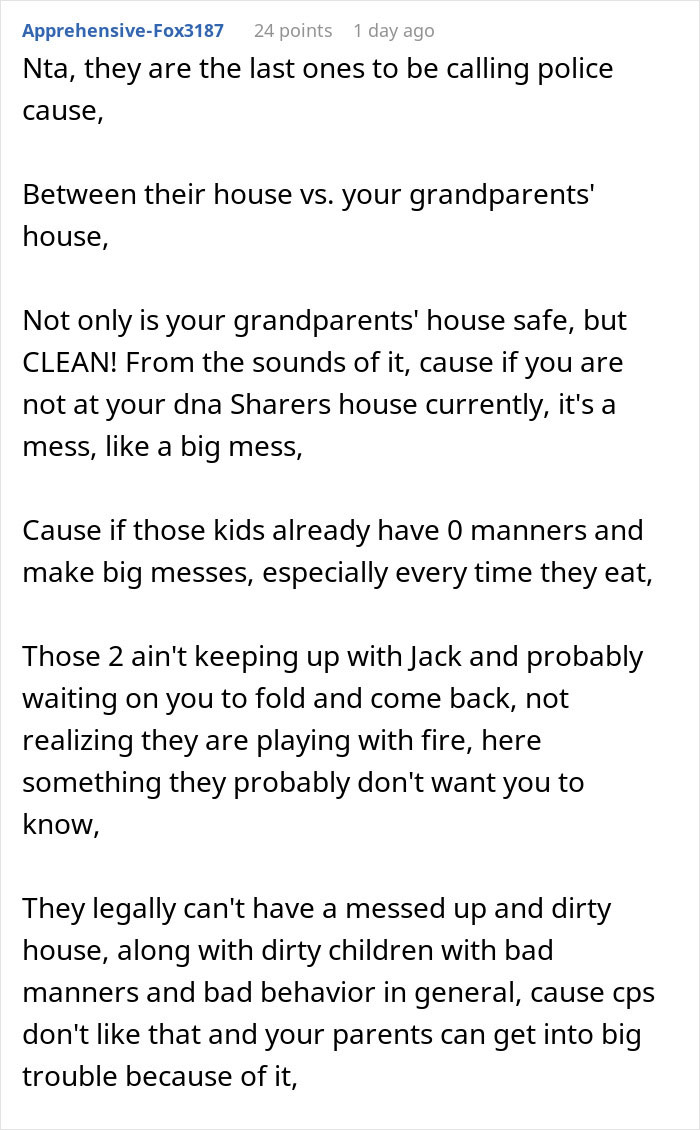 Comment discussing moving in with grandparents and parents expecting a new baby. Comment discussing moving in with grandparents and parents expecting a new baby.