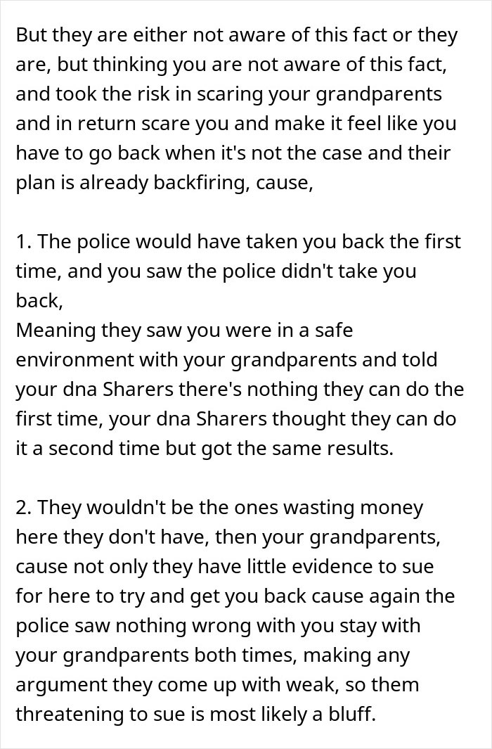 Text discussing moving in with grandparents after parent's pregnancy announcement, legal concerns addressed. Text discussing moving in with grandparents after parent's pregnancy announcement, legal concerns addressed.
