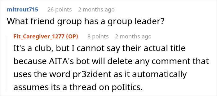 Reddit comments discussing club leadership and word censorship related to show controversy.