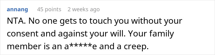 Comment on inappropriate behavior, emphasizing consent and personal boundaries.