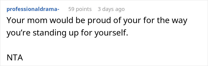 Reddit comment praising a woman for standing up for herself amidst accusations of stealing.