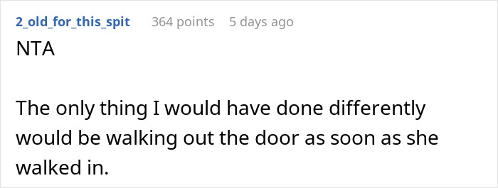 Reddit comment stating disagreement with a woman dropping off kids at her sister's house.