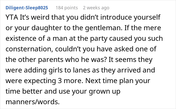 Comment addressing a mom at a daughter's birthday party with social advice.