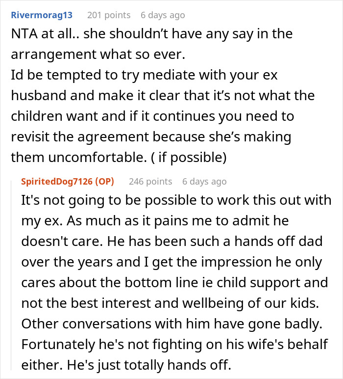 Reddit comments about stepmom wanting a bigger role in husband's kids' lives, causing conflict with bio mom.