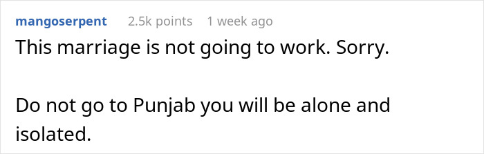 Comment warning against relocating to Punjab, discussing potential isolation.