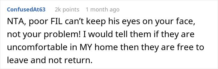 Reddit comment discussing breastfeeding around a father-in-law and personal boundaries. Reddit comment discussing breastfeeding around a father-in-law and personal boundaries.