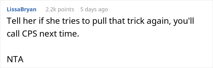 Comment about a woman dropping kids at her sister's without her consent.