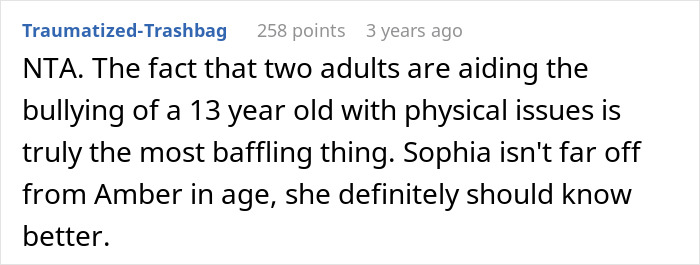 Reddit comment criticizing adults for bullying a teen with hearing aids and glasses.