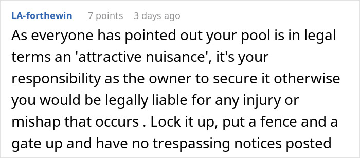 Discussion on liability for pool owners regarding neighborhood kids using it without permission.