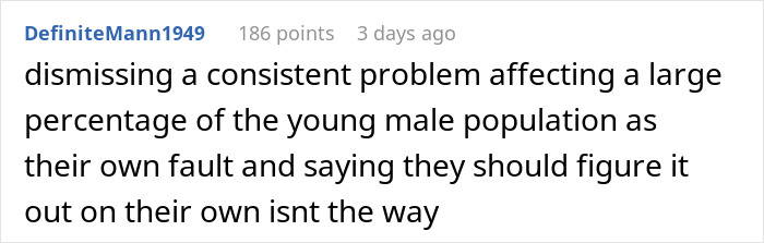 Comment addressing the male loneliness epidemic, suggesting it's not just an individual issue.